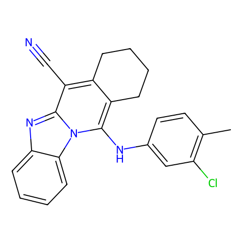 11-((3-chloro-4-methylphenyl)amino)-7,8,9,10-tetrahydrobenzo[4,5]imidazo[1,2-b]isoquinoline-6-carbonitrile structure
