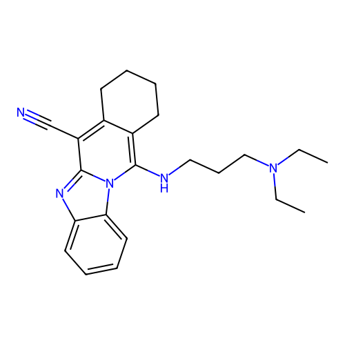 11-{[3-(diethylamino)propyl]amino}-7,8,9,10-tetrahydrobenzimidazo[1,2-b]isoquinoline-6-carbonitrile structure