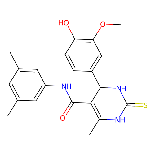 4-(4-Hydroxy-3-methoxy-phenyl)-6-methyl-2-thioxo-1,2,3,4-tetrahydro-pyrimidine-5-carboxylic acid  (3,5-dimethyl-phenyl)-amide structure