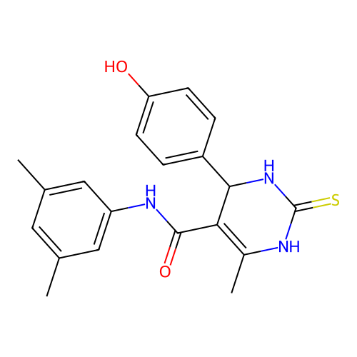 N-(3,5-dimethylphenyl)-4-(4-hydroxyphenyl)-6-methyl-2-sulfanylidene-3,4-dihydro-1H-pyrimidine-5-carboxamide structure