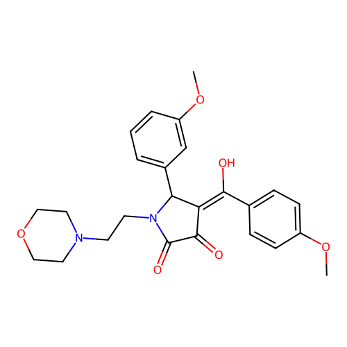 (4E)-4-[hydroxy-(4-methoxyphenyl)methylidene]-5-(3-methoxyphenyl)-1-(2-morpholin-4-ylethyl)pyrrolidine-2,3-dione structure