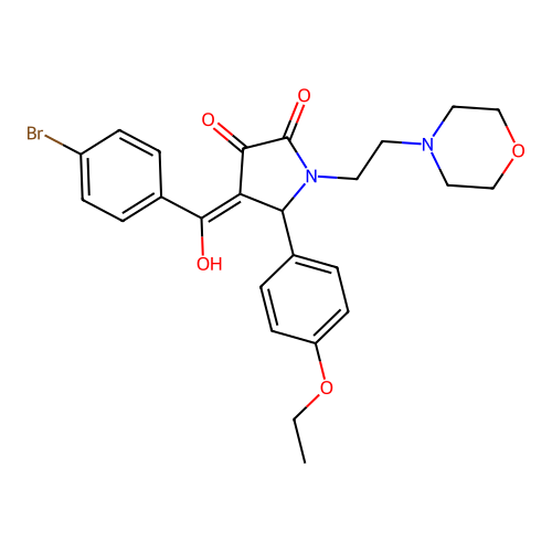 (4E)-4-[(4-bromophenyl)-hydroxymethylidene]-5-(4-ethoxyphenyl)-1-(2-morpholin-4-ylethyl)pyrrolidine-2,3-dione structure