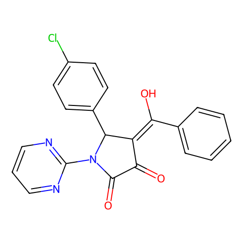 4-benzoyl-5-(4-chlorophenyl)-3-hydroxy-1-(pyrimidin-2-yl)-1H-pyrrol-2(5H)-one structure