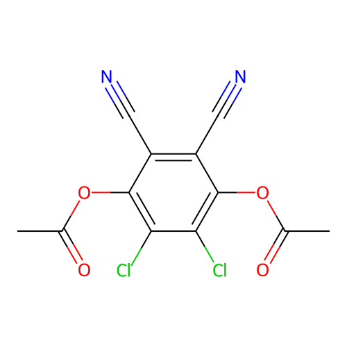 1,4-Benzenediol, 2,3-dichloro-5,6-dicyano-, diacetate structure