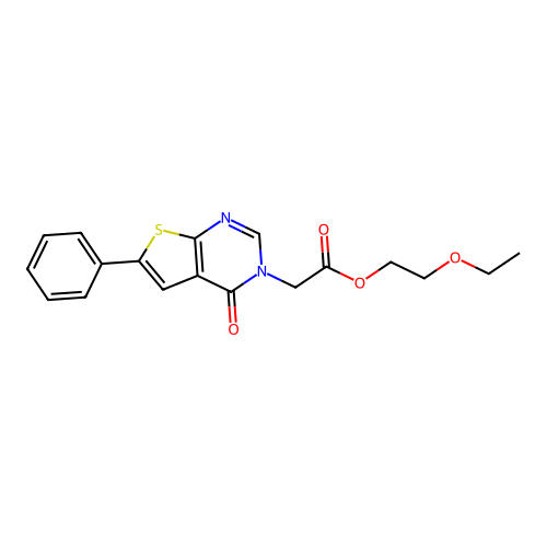 2-ethoxyethyl (4-oxo-6-phenylthieno[2,3-d]pyrimidin-3(4H)-yl)acetate structure