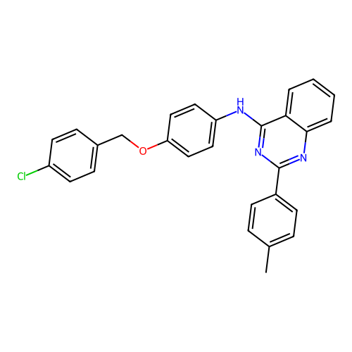 {4-[(4-Chlorophenyl)methoxy]phenyl}[2-(4-methylphenyl)quinazolin-4-yl]amine structure