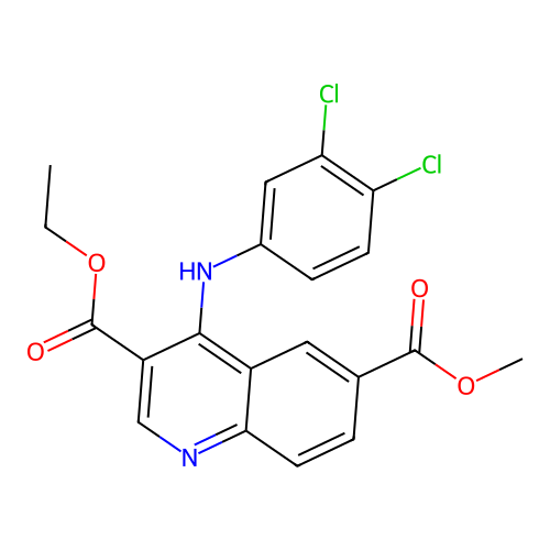 Ethyl 4-[(3,4-dichlorophenyl)amino]-6-(methoxycarbonyl)quinoline-3-carboxylate structure