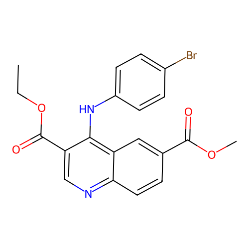 Ethyl 4-[(4-bromophenyl)amino]-6-(methoxycarbonyl)quinoline-3-carboxylate structure