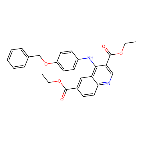 Diethyl 4-((4-(benzyloxy)phenyl)amino)quinoline-3,6-dicarboxylate structure