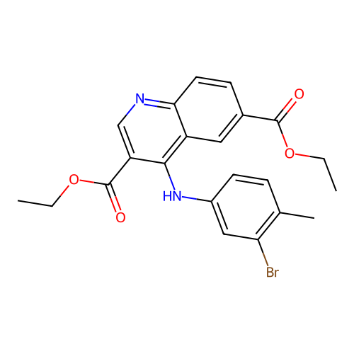 Diethyl 4-(3-bromo-4-methylanilino)quinoline-3,6-dicarboxylate structure