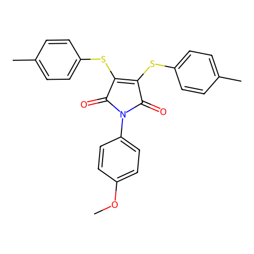 1-(4-methoxyphenyl)-3,4-bis(p-tolylthio)-1H-pyrrole-2,5-dione structure