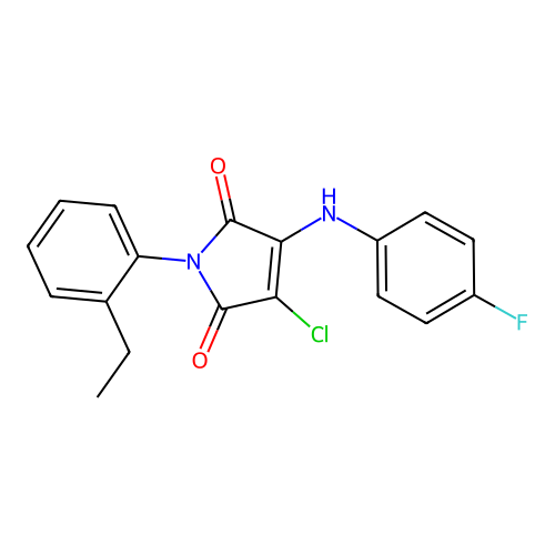 3-chloro-1-(2-ethylphenyl)-4-((4-fluorophenyl)amino)-1H-pyrrole-2,5-dione structure