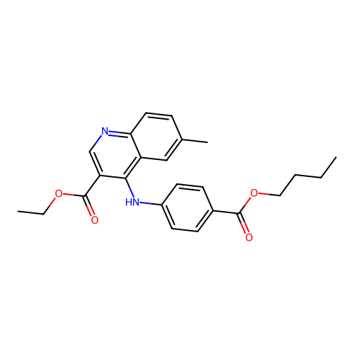 Ethyl 4-{[4-(butoxycarbonyl)phenyl]amino}-6-methylquinoline-3-carboxylate structure