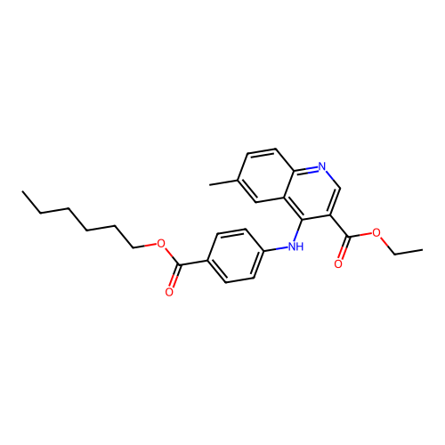 Ethyl 4-{[4-(hexyloxycarbonyl)phenyl]amino}-6-methylquinoline-3-carboxylate structure