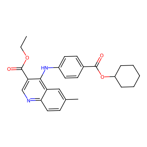 Cyclohexyl 4-{[3-(ethoxycarbonyl)-6-methyl-4-quinolyl]amino}benzoate structure