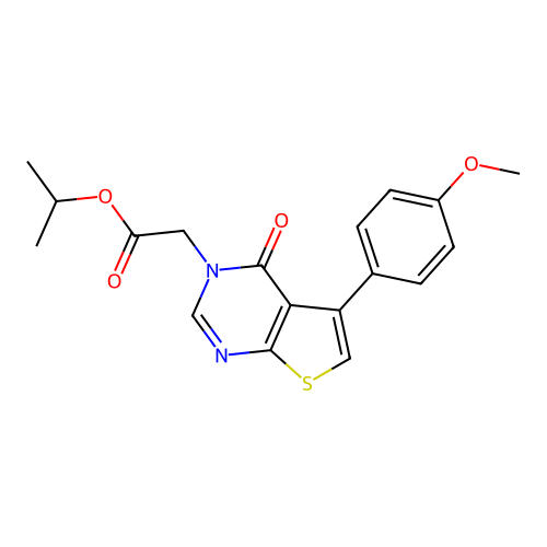 propan-2-yl [5-(4-methoxyphenyl)-4-oxothieno[2,3-d]pyrimidin-3(4H)-yl]acetate structure