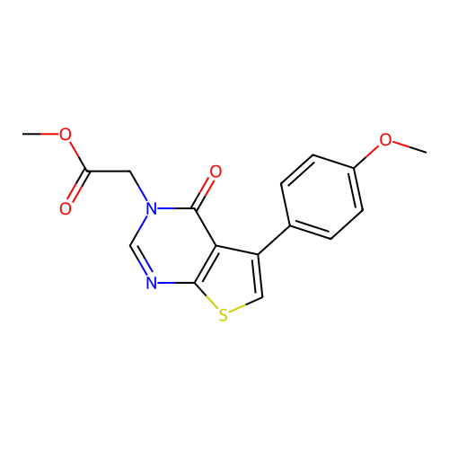 methyl [5-(4-methoxyphenyl)-4-oxothieno[2,3-d]pyrimidin-3(4H)-yl]acetate structure