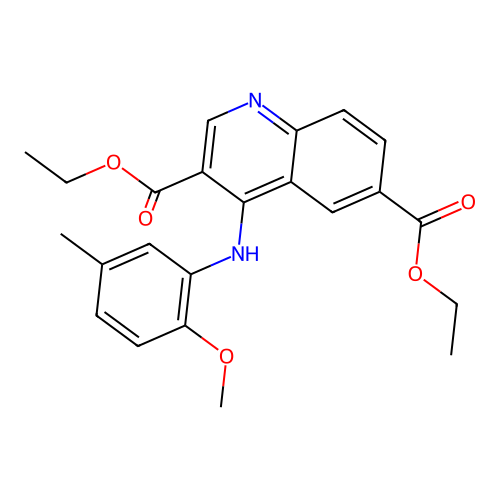 Diethyl 4-((2-methoxy-5-methylphenyl)amino)quinoline-3,6-dicarboxylate structure