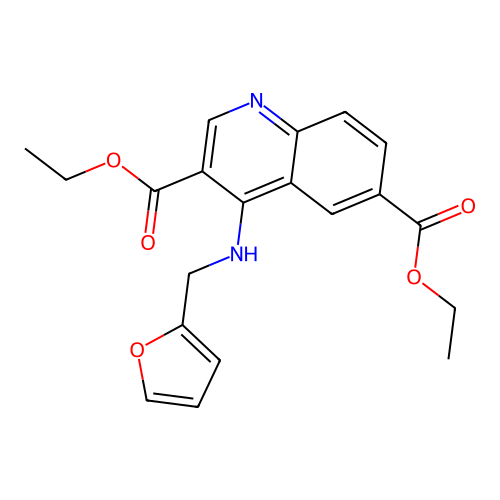 4-[(Furan-2-ylmethyl)-amino]-quinoline-3,6-dicarboxylic acid diethyl ester structure