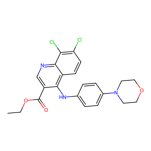 Ethyl 7,8-dichloro-4-[(4-morpholin-4-ylphenyl)amino]quinoline-3-carboxylate structure