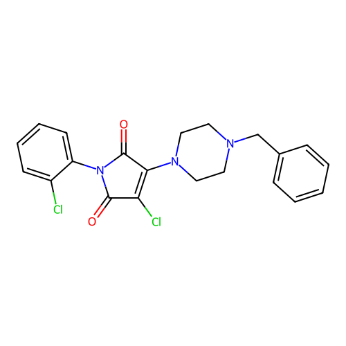 3-(4-benzylpiperazin-1-yl)-4-chloro-1-(2-chlorophenyl)-1H-pyrrole-2,5-dione structure