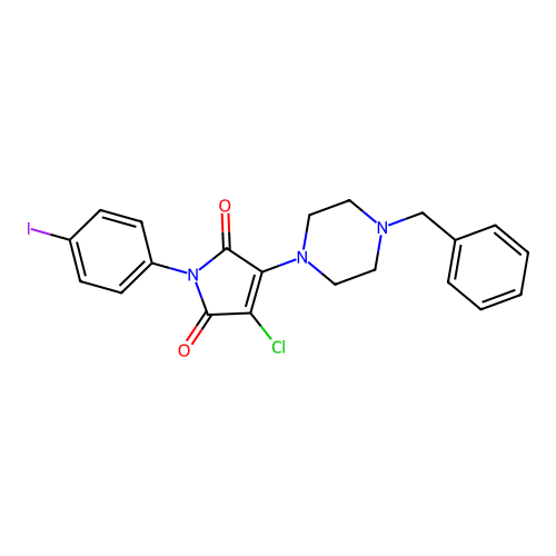 3-(4-benzylpiperazin-1-yl)-4-chloro-1-(4-iodophenyl)-1H-pyrrole-2,5-dione structure