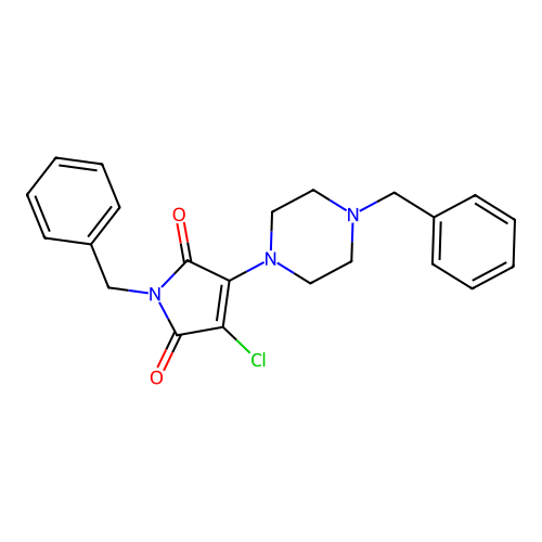 1-benzyl-3-(4-benzylpiperazin-1-yl)-4-chloro-1H-pyrrole-2,5-dione structure
