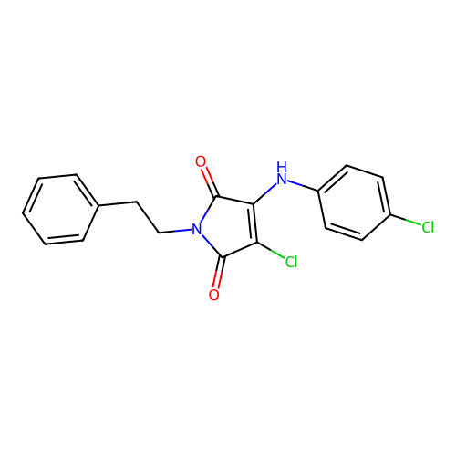 3-chloro-4-[(4-chlorophenyl)amino]-1-(2-phenylethyl)-1H-pyrrole-2,5-dione structure