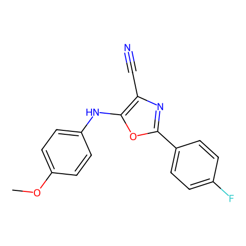 2-(4-Fluorophenyl)-5-(4-methoxyanilino)-4-oxazolecarbonitrile structure