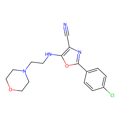 2-(4-Chlorophenyl)-5-{[2-(morpholin-4-yl)ethyl]amino}-1,3-oxazole-4-carbonitrile structure