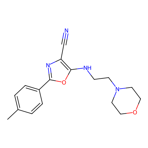 2-(4-Methylphenyl)-5-{[2-(morpholin-4-yl)ethyl]amino}-1,3-oxazole-4-carbonitrile structure