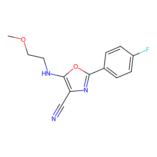 2-(4-Fluorophenyl)-5-(2-methoxyethylamino)-1,3-oxazole-4-carbonitrile structure