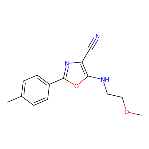 5-[(2-Methoxyethyl)amino]-2-(4-methylphenyl)-1,3-oxazole-4-carbonitrile structure