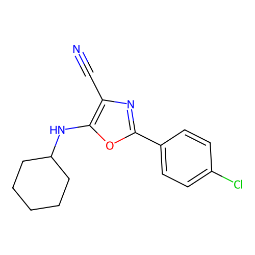 2-(4-Chlorophenyl)-5-(cyclohexylamino)-1,3-oxazole-4-carbonitrile structure