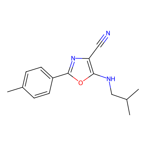 2-(4-Methylphenyl)-5-[(2-methylpropyl)amino]-1,3-oxazole-4-carbonitrile structure
