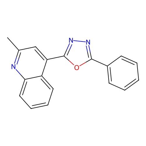 2-(2-Methylquinolin-4-yl)-5-phenyl-1,3,4-oxadiazole structure