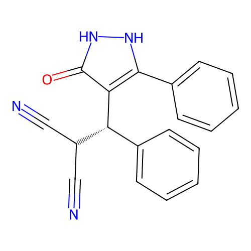 2-((5-hydroxy-3-phenyl-1H-pyrazol-4-yl)(phenyl)methyl)malononitrile structure