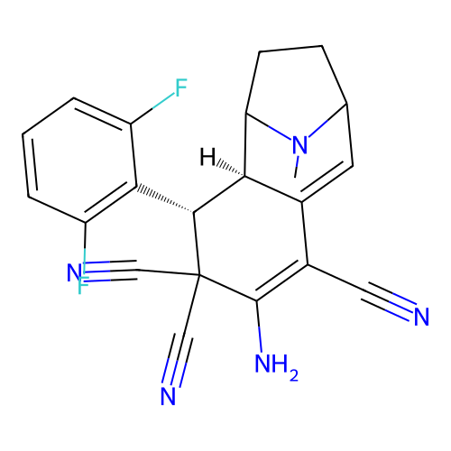 (4R,4aR)-2-amino-4-(2,6-difluorophenyl)-10-methyl-4,4a,5,6,7,8-hexahydro-3H-5,8-epiminobenzo[7]annulene-1,3,3-tricarbonitrile structure