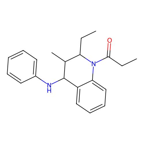 1-(2-ethyl-3-methyl-4-(phenylamino)-3,4-dihydroquinolin-1(2H)-yl)propan-1-one structure