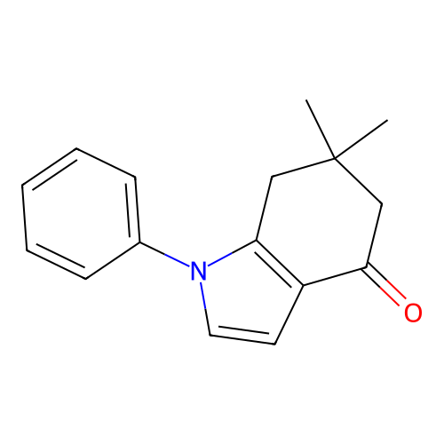 6,6-dimethyl-1-phenyl-1,5,6,7-tetrahydro-4H-indol-4-one structure