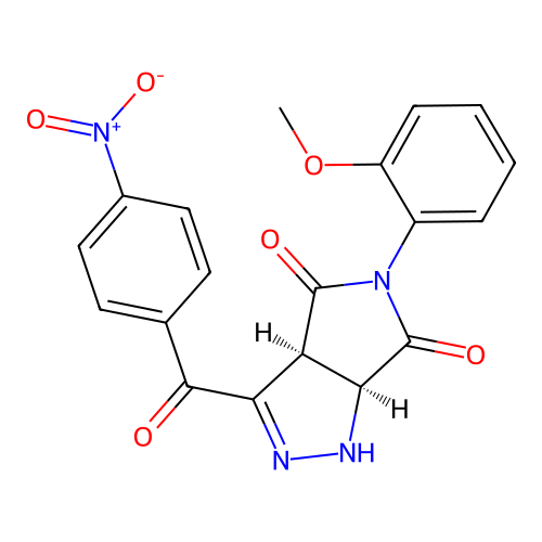 (3aS,6aS)-5-(2-methoxyphenyl)-3-(4-nitrobenzoyl)-1,6a-dihydropyrrolo[3,4-c]pyrazole-4,6(3aH,5H)-dione structure