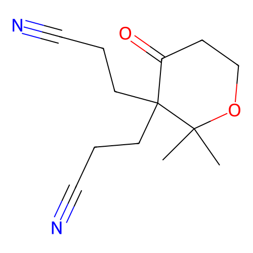 3,3'-(2,2-dimethyl-4-oxotetrahydro-2H-pyran-3,3-diyl)dipropanenitrile structure