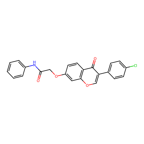 2-((3-(4-chlorophenyl)-4-oxo-4H-chromen-7-yl)oxy)-N-phenylacetamide structure