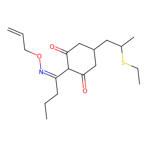 (Z)-2-(1-((allyloxy)imino)butyl)-5-(2-(ethylthio)propyl)cyclohexane-1,3-dione structure