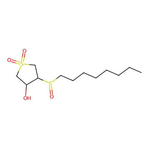 4-(Octylsulfinyl)tetrahydrothiophene-3-ol 1,1-dioxide structure