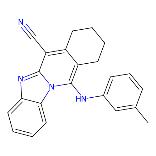 11-(3-methylanilino)-7,8,9,10-tetrahydrobenzimidazolo[1,2-b]isoquinoline-6-carbonitrile structure