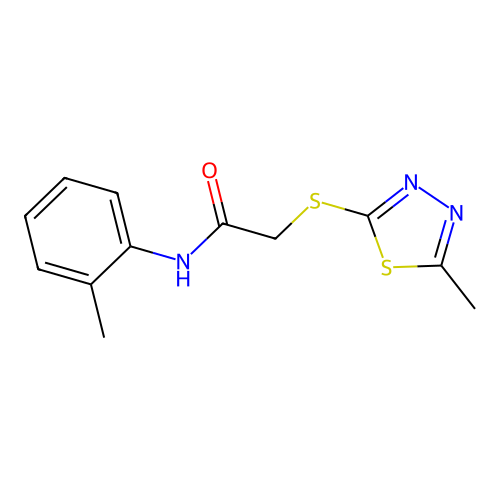 N-(2-methylphenyl)-2-[(5-methyl-1,3,4-thiadiazol-2-yl)sulfanyl]acetamide structure