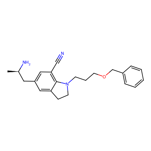 (R)-5-(2-Aminopropyl)-1-(3-(benzyloxy)propyl)indoline-7-carbonitrile structure