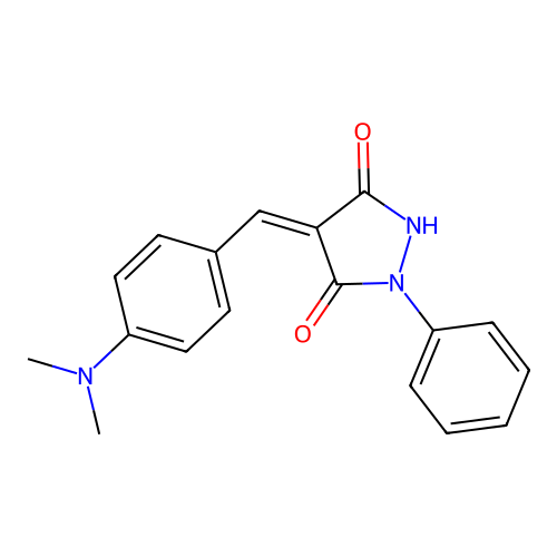 (Z)-4-(4-(dimethylamino)benzylidene)-1-phenylpyrazolidine-3,5-dione structure