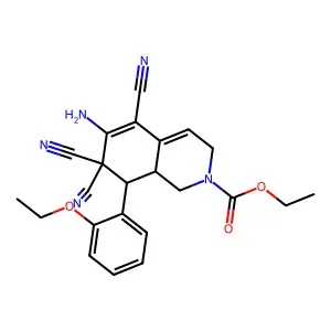 ethyl 6-amino-5,7,7-tricyano-8-(2-ethoxyphenyl)-3,7,8,8a-tetrahydro-2(1H)-isoquinolinecarboxylate structure